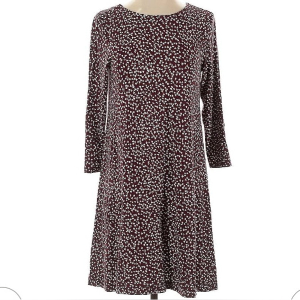 Loft Outlet Petite Maroon Swing Dress 3/4 sleeves size small - Picture 2 of 15